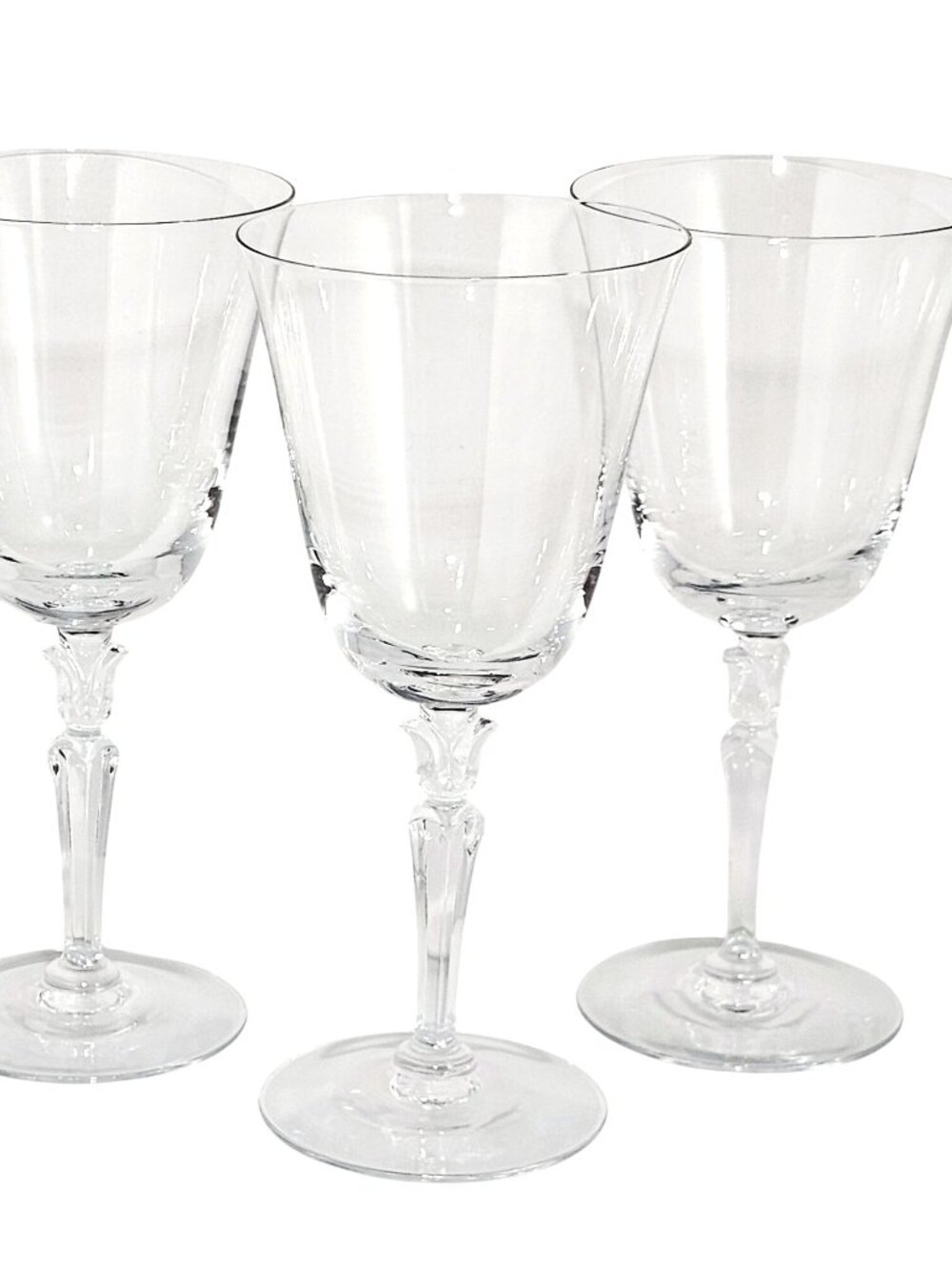 3 Fostoria Promise Goblets 7.5" Crystal water glasses elegant floral stem tulip